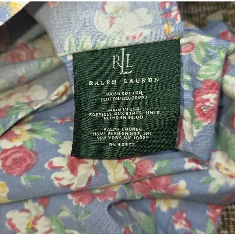 VTG Ralph Lauren Hope Pillow Shams Set 2 Floral French Country Blue Cottage